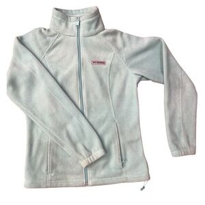 Columbia Women's Light Blue Fleece Full Zip Jacket S Adjustable Drawstring